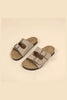 Double Buckle Open Toe Flats Sandals
