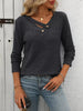 Ribbed Knit Long Sleeve Button Detail T-Shirt by Simply Love