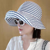 Women's Wide-Brim Striped Sun Hat – UV Protection & Adjustable Fit by FitiqueFit