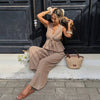 Women's Striped Sleeveless Top & Wide-Leg Pants Two-Piece Set by FitiqueFit
