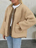 Modern Cozy Women Luxuriously Cozy Contrast Button Up Sherpa Jacket with Pockets For Fall & Winter by Stevvex