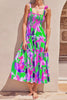 Long Floral Tie-Shoulder Smocked Midi Dress Perfect For Vacation & Summer Days by Stevvex