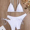 Essential Edge 3-Piece Bikini Set for Women – Solid Color High-Cut Triangle Top Two-Style Bottoms with Side Lace-Up Design & Quick-Drying Comfort – Versatile Women's Swimwear for Summer Pool Beach & Travel by Stevvex