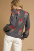 Umgee Single Flower Stem Jacquard Sweater by FitiqueFit