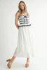 Crochet Stripe Knit Eyelet Mix Midi Dress – Crochet Midi Dress, Stripe Knit Dress, Eyelet Mix Dress, Trendy Midi Dress, Versatile Midi Dress by Stevvex