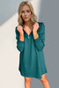 Double Take Textured Zip Long Sleeve Dress Classic Zip-Up Dress for Women Comfortable Outdoor Dress by Stevvex