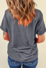 Gray Flag Pattern Sunflower Graphic Crew Neck Tee by Wild and Free Boutique