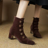 Women’s Retro Suede Chunky-Heel Side-Zip Ankle Boots by FitiqueFit