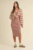 Stripe Crop Cardigan and Bodycon Dress Sweater Set – Two-Piece Knit Set, Striped Crop Cardigan Dress, Cozy Sweater Dress Set, Chic Layered Knit Outfit by Stevvex