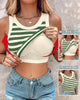 Women's Slim Striped Vest with Bralette – Chic Sleeveless Tank Top by FitiqueFit