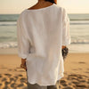 Women's V-Neck Long-Sleeve Button Top – Loose Fit Casual Blouse by FitiqueFit