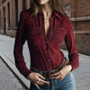 Deerskin Velvet Long Sleeve Patchwork Blouse | Retro Style by FitiqueFit