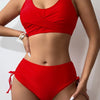 Bikini Twist Front V Neck High Waist 2 Piece Bikini Set for Women – Stretchy Tie Back Swimsuit with Drawstring Lace Up and Comfortable Fit – Trendy Solid Color Swimwear for Beach Days Pool Parties and Summer Vacations by Stevvex