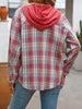 Plaid Buttoned Long Sleeve Hooded Jacket for Women – Cozy & Stylish Cotton-Blend Outerwear by Stevvex