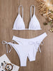 Essential Edge 3-Piece Bikini Set for Women – Solid Color High-Cut Triangle Top Two-Style Bottoms with Side Lace-Up Design & Quick-Drying Comfort – Versatile Women's Swimwear for Summer Pool Beach & Travel by Stevvex