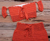 Fashion Beach Bikini Set Knitting Swimsuit Crochet Style Off Shoulder Bathing Handmade Tassels Bikini Bra Two Piece Beach Outfits For Women Crochet Tassels Hollow Out Bikini Bra Top Skirt Cover Up Dress by Stevvex