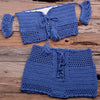 Fashion Beach Bikini Set Knitting Swimsuit Crochet Style Off Shoulder Bathing Handmade Tassels Bikini Bra Two Piece Beach Outfits For Women Crochet Tassels Hollow Out Bikini Bra Top Skirt Cover Up Dress by Stevvex