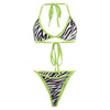 Fashion Bikini Set Bikinis Stripes Lace Up String Two-Piece Swimsuit Mini Bikini Swimwear Padded Two Piece Triangle Bikini Set Summer Breathable Beach Swimsuits For Women by Stevvex