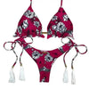 Fashion Bikini Set Bikinis Stripes Lace Up String Two-Piece Swimsuit Mini Bikini Swimwear Padded Two Piece Triangle Bikini Set Summer Breathable Beach Swimsuits For Women by Stevvex