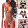 Fashion Bikini Set Bikinis Stripes Lace Up String Two-Piece Swimsuit Mini Bikini Swimwear Padded Two Piece Triangle Bikini Set Summer Breathable Beach Swimsuits For Women by Stevvex