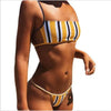 Fashion Bikini Set Bikinis Stripes Lace Up String Two-Piece Swimsuit Mini Bikini Swimwear Padded Two Piece Triangle Bikini Set Summer Breathable Beach Swimsuits For Women by Stevvex