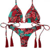 Fashion Bikini Set Bikinis Stripes Lace Up String Two-Piece Swimsuit Mini Bikini Swimwear Padded Two Piece Triangle Bikini Set Summer Breathable Beach Swimsuits For Women by Stevvex