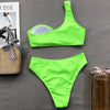 Modern Design Bikini Set One Shoulder Women's Swimsuits High Waist Bright Color Swimwear Women Rings Ribbed Bikinis Women's Ribbed O-Ring String Bikini Swimsuit Comfortable Swimwear by Stevvex