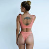 Fashion Bikini Women Two Pieces Swimsuit Button Swimwear Female Solid Bathing Suit Women's Scoop Neck Cut Out Front Lace Up Back High Cut Swimsuit Summer Beach Wear Swimming Suit by Stevvex