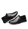 Fashion Black Men's Popular Casual Flat Shoes Outdoor Soft Soled Travel Sneakers Leather Business Non Slip Breathable Sneakers Loafers Comfort Walking Shoes For Business Work Office by Stevvex