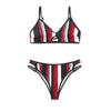 Fashion Blue White Women Striped Bikini Sets Swimsuit Women Halter Top Bikini High Waist Bathing Suits Bandage Two Piece Swimsuit Two Pieces Swimwear Women Summer Beach Adjustable Bathing Suit by Stevvex