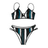 Fashion Blue White Women Striped Bikini Sets Swimsuit Women Halter Top Bikini High Waist Bathing Suits Bandage Two Piece Swimsuit Two Pieces Swimwear Women Summer Beach Adjustable Bathing Suit by Stevvex