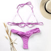 Fashion Swimwear Women Bikini Sets Women Lace Up Two Piece String Bikinis Beach Swimsuit Triangle Bathing Suit Side Tie Swimwear String Swimming Suit For Women Bathing Suit Micro Halter String Triangle Bikini by Stevvex
