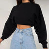 Fashion Women Solid Color Loose Sweatshirts Pullover Tops Long Sleeve Round Collar Crop Tops Ladies Plain Sweet Sweatshirts Neon Crop Top Hoodies for Women Casual Long Sleeve Cropped Hooded Sweatshirt by Stevvex