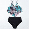 Fashionable And Stylish Design Women Leaf Print Soft Comfortable Suitable High Waist Swimsuit Bikini Women's Suits Two Pieces Top High Waist Bottom Two Piece Sets Beach Swimwear by Stevvex