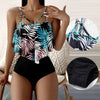Fashionable And Stylish Design Women Leaf Print Soft Comfortable Suitable High Waist Swimsuit Bikini Women's Suits Two Pieces Top High Waist Bottom Two Piece Sets Beach Swimwear by Stevvex