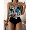 Fashionable And Stylish Design Women Leaf Print Soft Comfortable Suitable High Waist Swimsuit Bikini Women's Suits Two Pieces Top High Waist Bottom Two Piece Sets Beach Swimwear by Stevvex