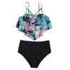 Fashionable And Stylish Design Women Leaf Print Soft Comfortable Suitable High Waist Swimsuit Bikini Women's Suits Two Pieces Top High Waist Bottom Two Piece Sets Beach Swimwear by Stevvex