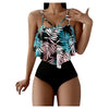 Fashionable And Stylish Design Women Leaf Print Soft Comfortable Suitable High Waist Swimsuit Bikini Women's Suits Two Pieces Top High Waist Bottom Two Piece Sets Beach Swimwear by Stevvex