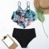 Fashionable And Stylish Design Women Leaf Print Soft Comfortable Suitable High Waist Swimsuit Bikini Women's Suits Two Pieces Top High Waist Bottom Two Piece Sets Beach Swimwear by Stevvex
