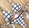 Fashionable Bikini Swimwear Women Swimsuit Female Bikini Set Knot Push Up Bathing Suit Comfortable Summer Women's Ribbed Tie Bikini Lace Up Bottom String Swimsuit Swim Wear by Stevvex