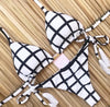 Fashionable Bikini Swimwear Women Swimsuit Female Bikini Set Knot Push Up Bathing Suit Comfortable Summer Women's Ribbed Tie Bikini Lace Up Bottom String Swimsuit Swim Wear by Stevvex