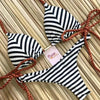 Fashionable Bikini Swimwear Women Swimsuit Female Bikini Set Knot Push Up Bathing Suit Comfortable Summer Women's Ribbed Tie Bikini Lace Up Bottom String Swimsuit Swim Wear by Stevvex