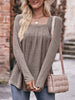Pleated Square Neck Long Sleeve T-Shirt by Simply Love
