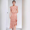 Embroidered Flower Top Ruffled Patchwork Long Dress Suit Women