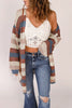 Dark Blue Color Block Striped Cut Out Knit Cardigan by Wild and Free Boutique