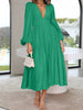 Lightweight Deep V-Neck Balloon Sleeve Maxi Dress Elegant & Flowing Silhouette Unique Dress by Stevvex