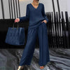 Solid Color Long Sleeve Top & Pants Two-Piece Travel Set by FitiqueFit