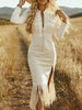 Fringe Hem Slit Midi Dress by Wild and Free Boutique