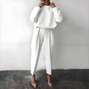 Women’s Solid Color 2-Piece Set – Long Sleeve Top & Pleated Pants Loungewear by FitiqueFit