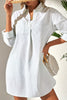 Striped Johnny Collar Long Sleeve Mini Shirt Dress